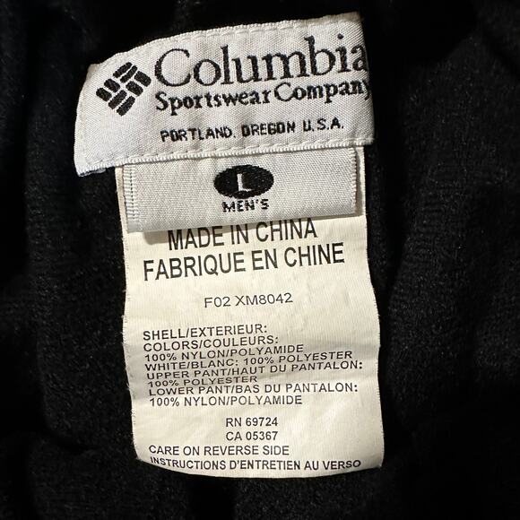 Columbia Men’s Black Snow Pants Large Full Zip Sides No Pockets Winter Gear - Picture 4 of 9